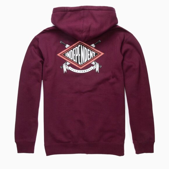 INDEPENDENT - Turn And Burn Mens Zip-Up Hoodie Burgundy - Size Medium - Picture 1 of 8